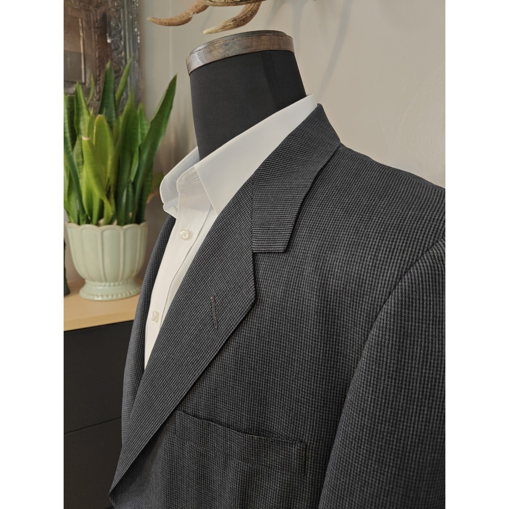 Oxxford Clothes Mens Wool Sports Coat 41L Gray Houndstooth Vintage 1983 USA